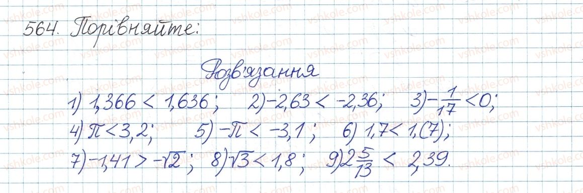 фото задание 564 - § 15. множина. підмножина. числові множини. раціональні числа. ірраціональні числа. дійсні числа - розділ 2. квадратні корені. дійсні числа