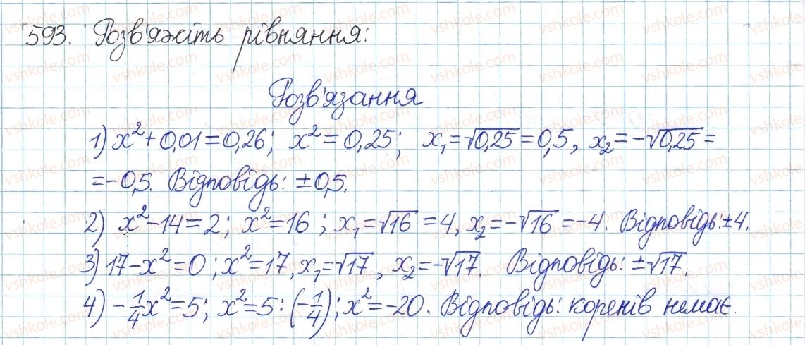 фото задание 593 - § 16. тотожність (√а)2=а, а≥0 - розділ 2. квадратні корені. дійсні числа