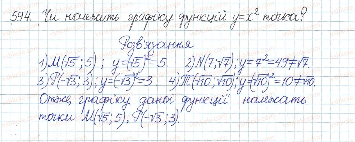 фото задание 594 - § 16. тотожність (√а)2=а, а≥0 - розділ 2. квадратні корені. дійсні числа