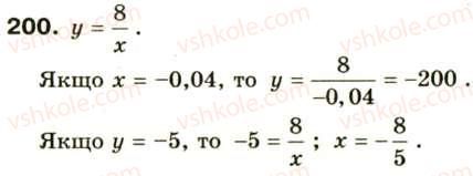 фото задание 200 - § 10. функція у = k/x, її графік та властивості - розділ 1. раціональні вирази
