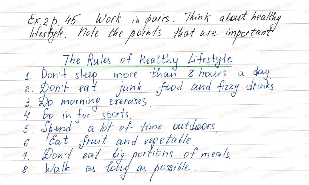 фото задание ex2p45 - lesson 2. a healthy lifestyle - unit 1. it’s your life
