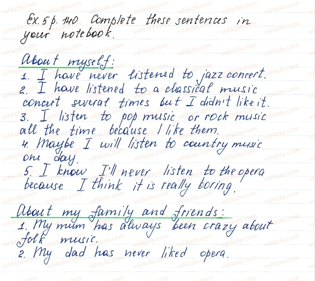 фото задание ex5p140 - lesson 2. music is heard everywhere - unit 3. your preferences