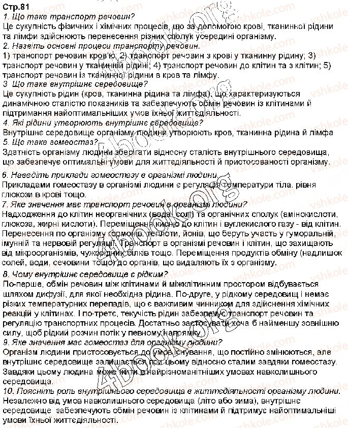 фото задание стр81 - § 17. транспорт речовин. внутрішнє середовище організму - тема 4. транспорт речовин