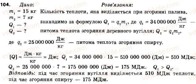 фото задание 104 - § 13. згоряння палива - розділ 1. теплові явища
