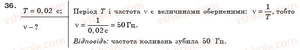 фото задание 36 - § 9. коливальний рух. амплітуда, період і частота коливань - розділ 1. механічний рух