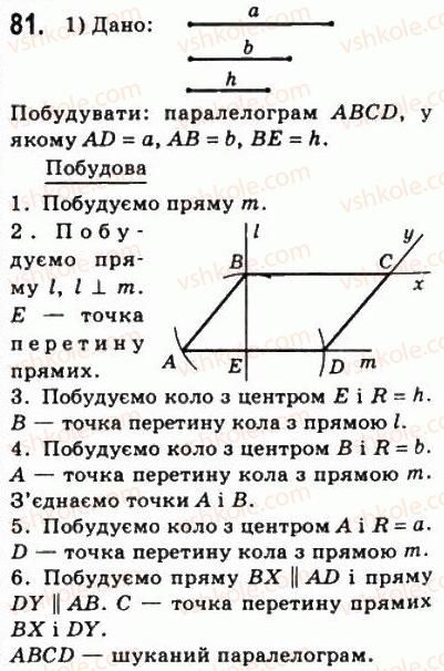фото задание 81 - 2. паралелограм. властивості паралелограма - § 1. чотирикутники