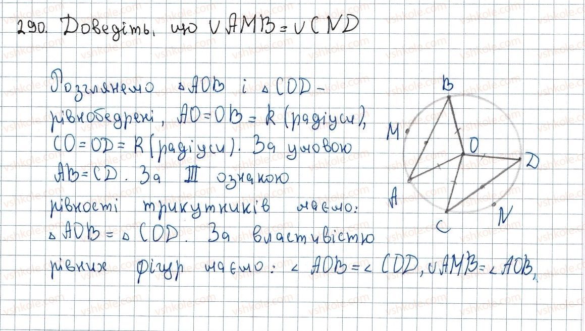 фото задание 290 - 9. центральні та вписані кути - § 1. чотирикутники