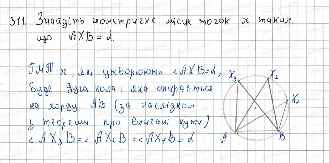фото задание 311 - 9. центральні та вписані кути - § 1. чотирикутники