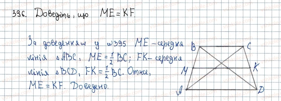 фото задание 396 - 11. теорема фалеса - § 2. подібність трикутників