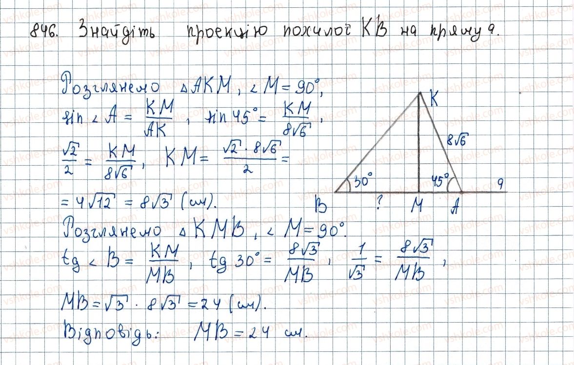фото задание 846 - вправи для повторення курсу геометрії 8 класу