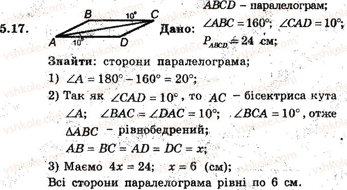 фото задание 17 - 5. паралелограм. властивості паралелограма - § 2. многокутники. чотирикутники