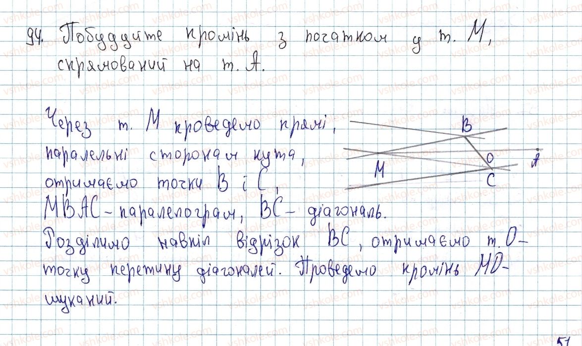 фото задание 94 - § 3. ознаки паралелограма - розділ 1. чотирикутники