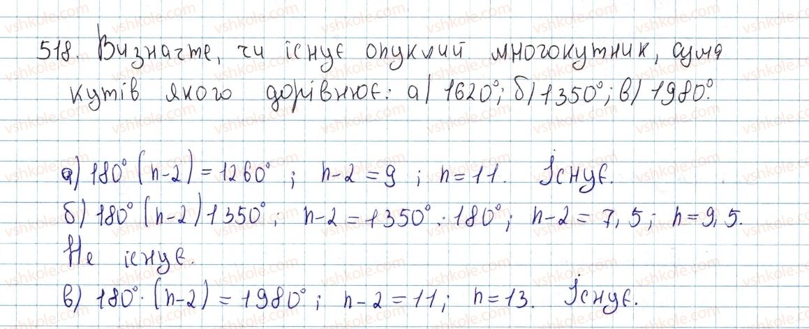 фото задание 518 - § 15. многокутник і його елементи - розділ 3. многокутники. площі многокутників