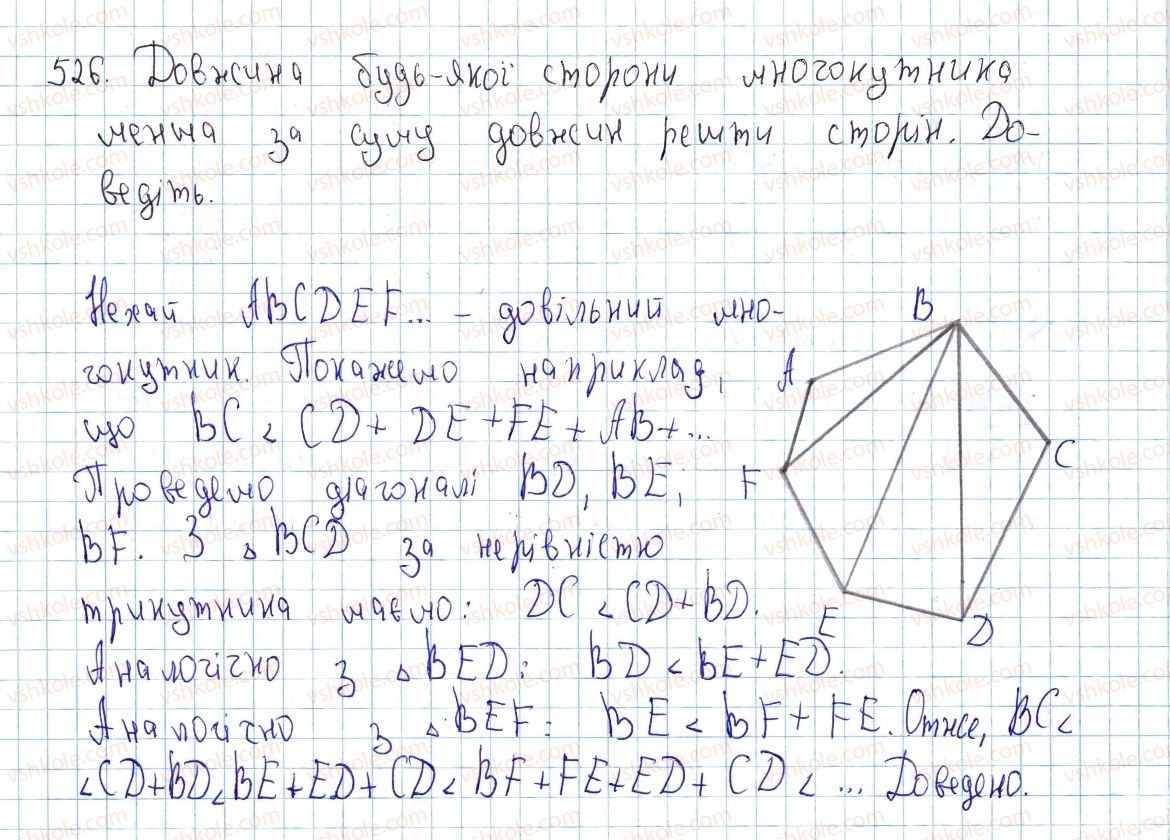 фото задание 526 - § 15. многокутник і його елементи - розділ 3. многокутники. площі многокутників