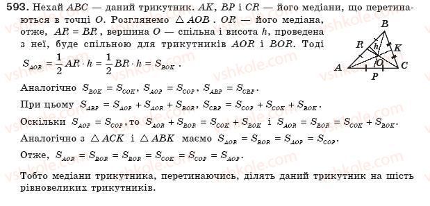 фото задание 593 - § 17. площі трикутника і трапеції - розділ 3. многокутники. площі многокутників