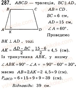 фото задание 287 - § 6. центральні і вписані кути - розділ 1. чотирикутники