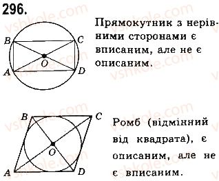 фото задание 296 - § 7. вписані й описані чотирикутники - розділ 1. чотирикутники
