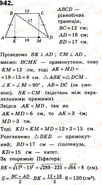 фото задание 942 - § 21. площі паралелограма і трапеції - розділ 4. многокутники та їх площі