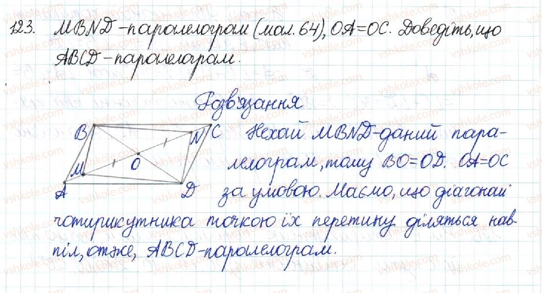 фото задание 123 - § 3. ознаки паралелограма - розділ 1. чотирикутники