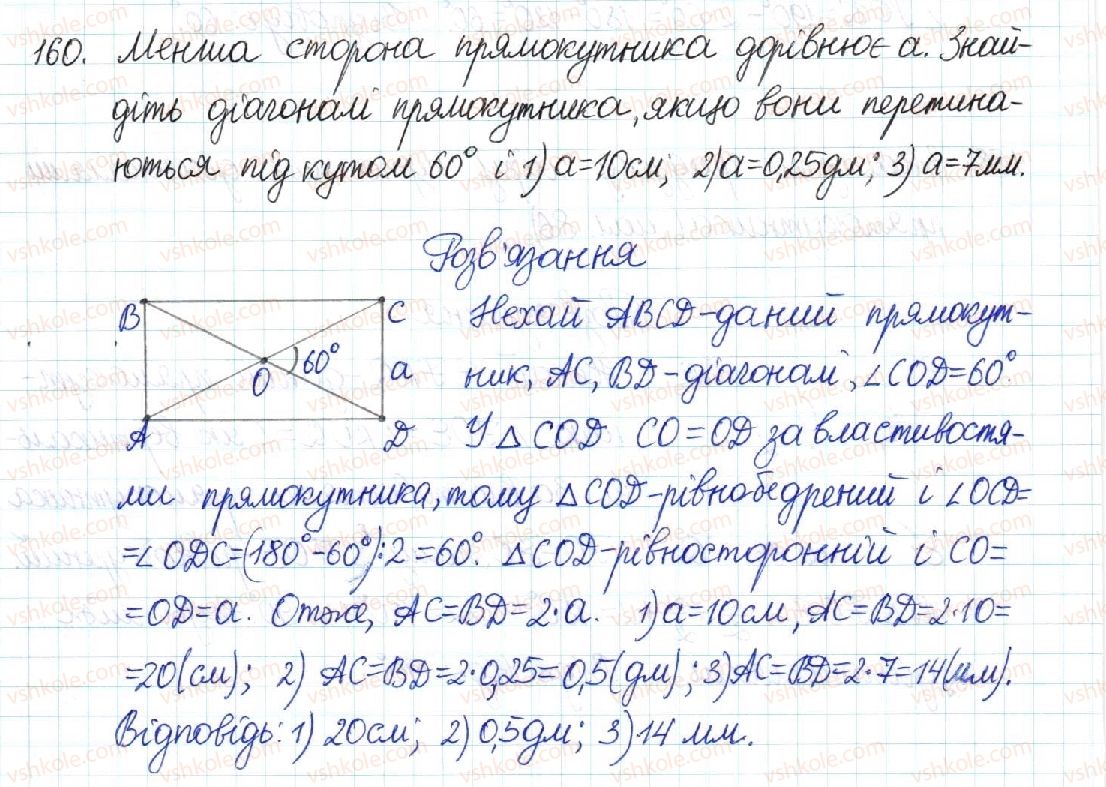 фото задание 160 - § 4. прямокутник - розділ 1. чотирикутники