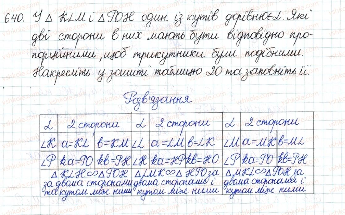 фото задание 640 - § 13. друга і третя ознаки подібності трикутників - розділ 2. подібність трикутників