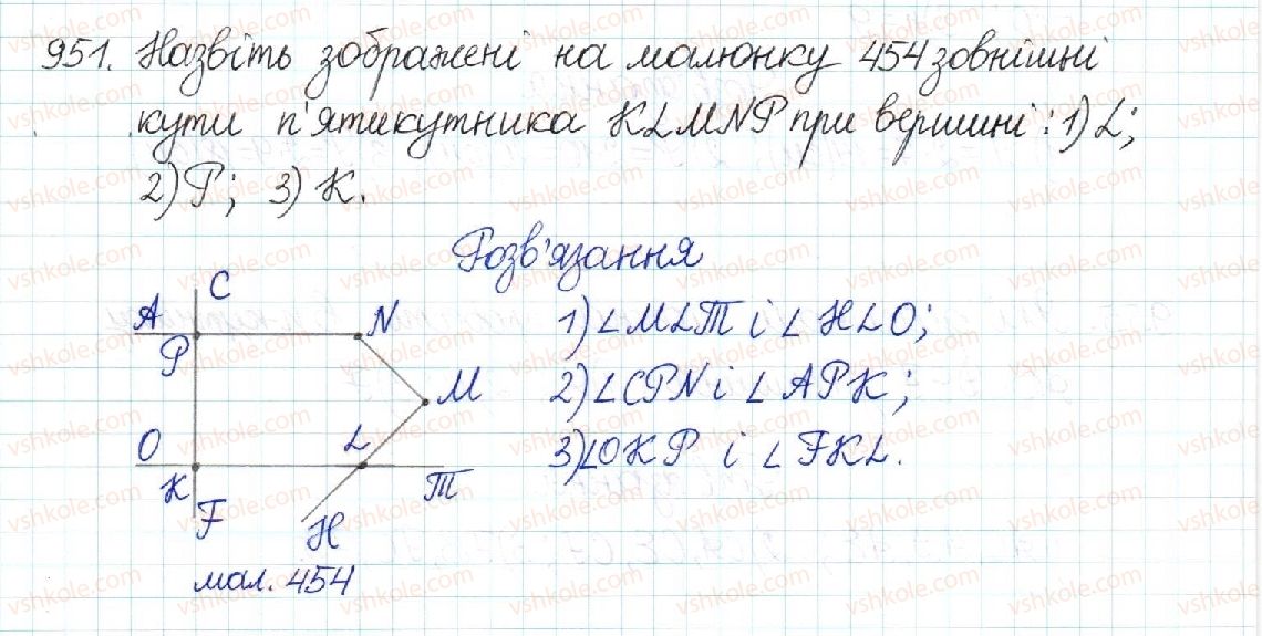 фото задание 951 - § 20. многокутник та його властивості - розділ 4. многокутники. площі многокутників