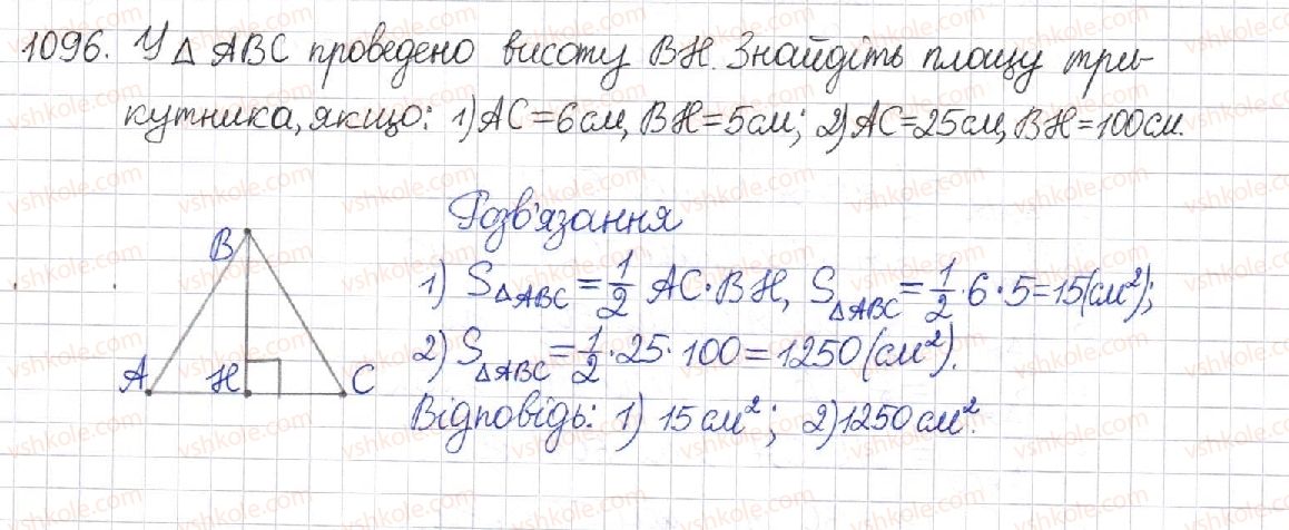 фото задание 1096 - § 23. площа трикутника - розділ 4. многокутники. площі многокутників