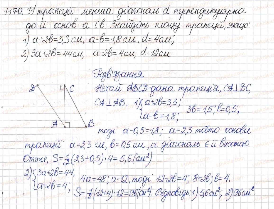 фото задание 1170 - § 24. площа трапеції - розділ 4. многокутники. площі многокутників