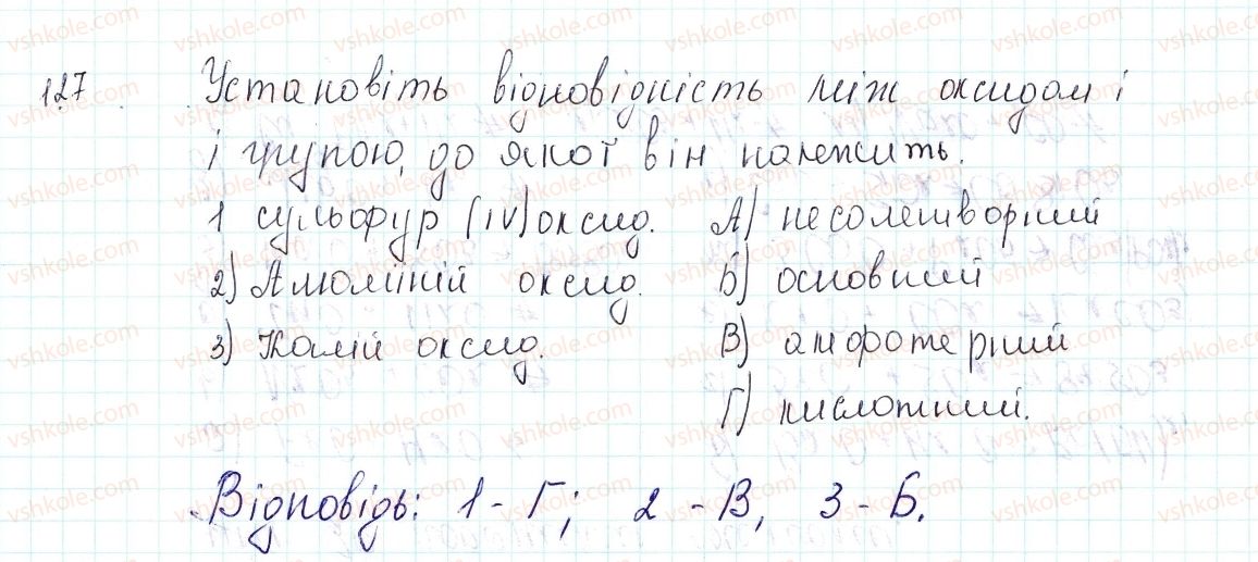 фото задание 127 - застосовуємо - § 36. загальні хімічні властивості оксидів - тема 4. основні класи неорганічних сполук