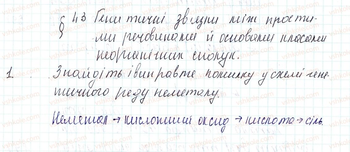 фото задание 1 - знаємо, розуміємо - § 43. генетичні зв’язки між простими речовинами та основними класами неорганічних сполук - тема 4. основні класи неорганічних сполук