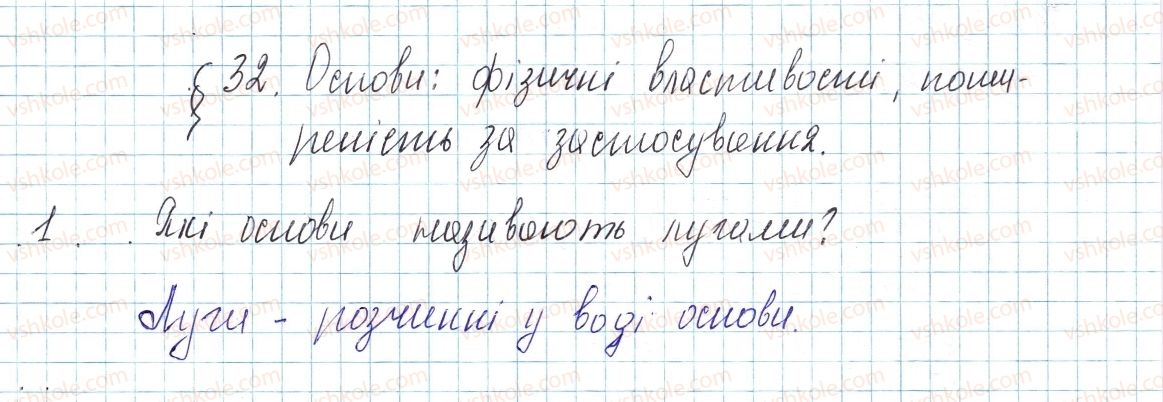 фото задание 1 - § 32. основи: фізичні властивості, поширеність та застосування - тема 4. основні класи неорганічних сполук