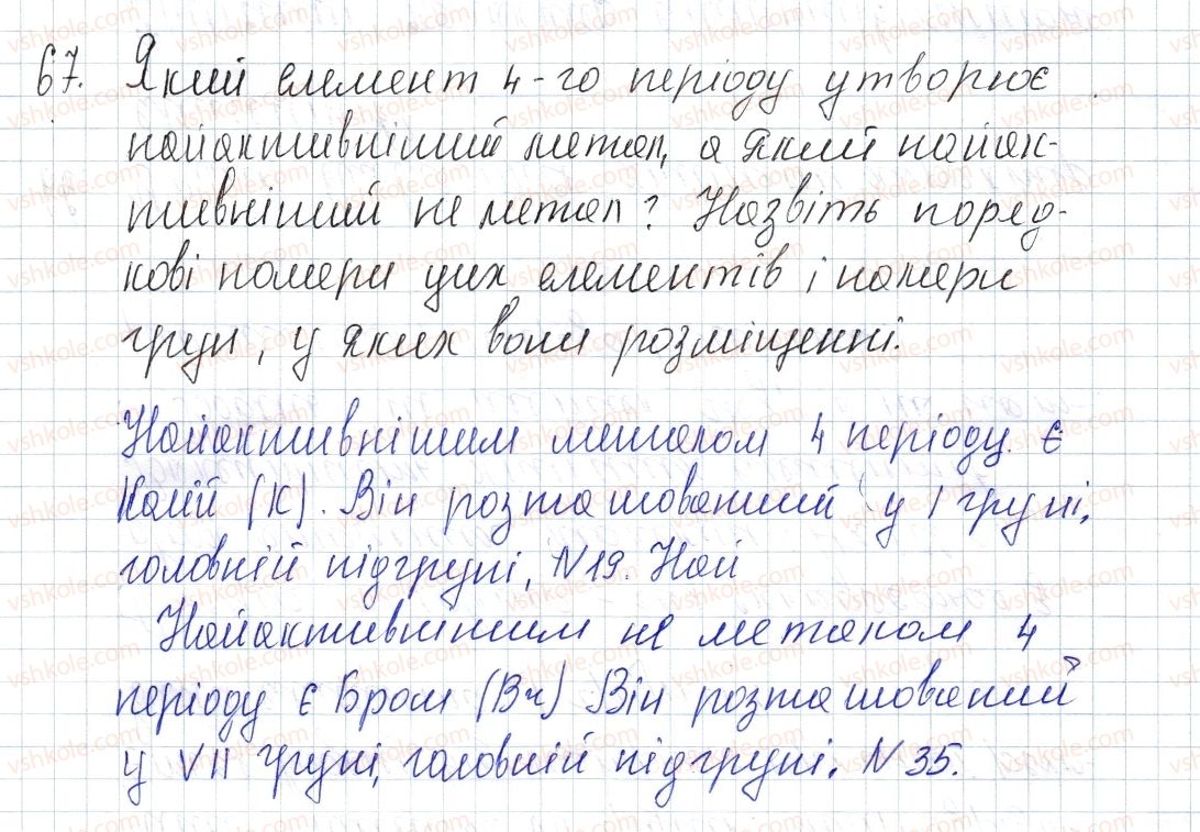 фото задание 67 - § 10. періодична система, характер елементів і властивості простих речовин - розділ 1. періодичний закон і періодична система хімічних елементів. будова атома