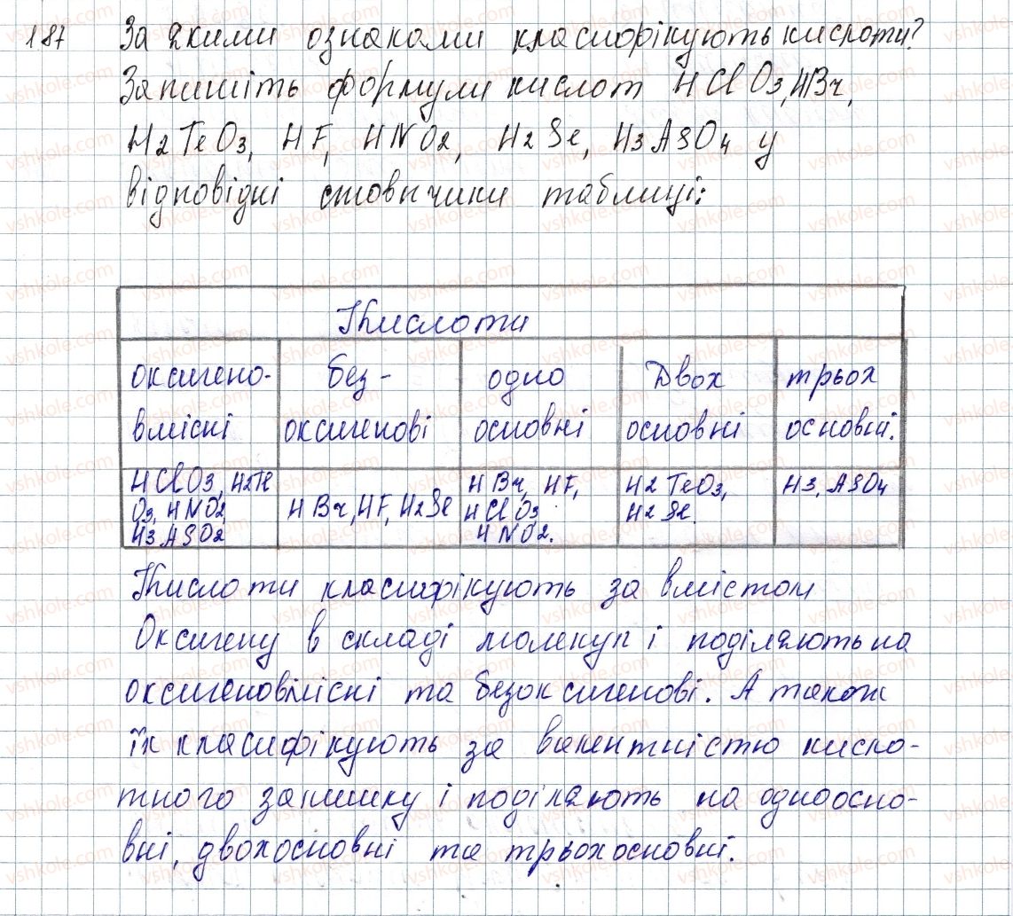фото задание 187 - § 25. кислоти - розділ 4. основні класи неорганічних сполук