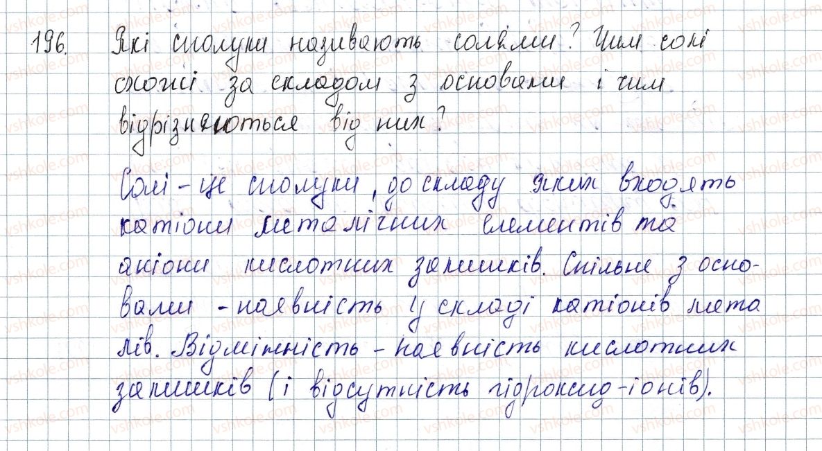фото задание 196 - § 26. солі - розділ 4. основні класи неорганічних сполук