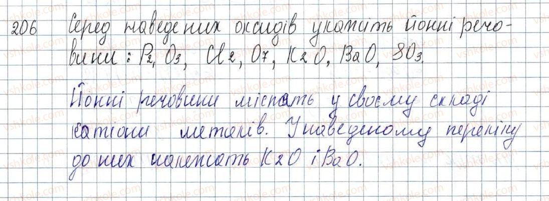 фото задание 206 - § 27. будова, властивості та використання оксидів - розділ 4. основні класи неорганічних сполук