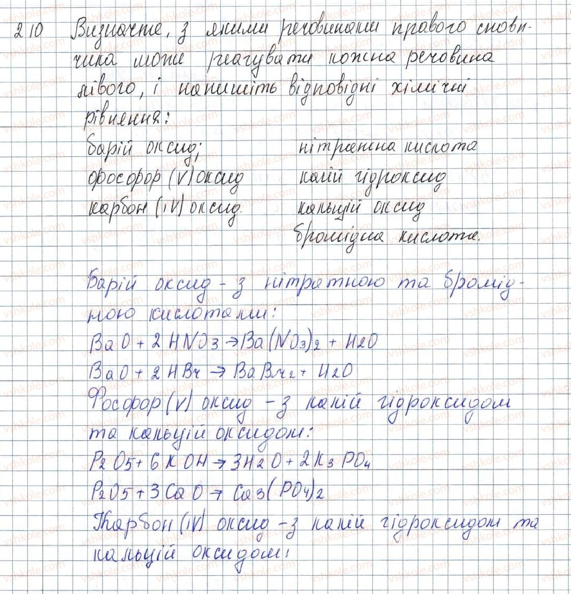 фото задание 210 - § 27. будова, властивості та використання оксидів - розділ 4. основні класи неорганічних сполук