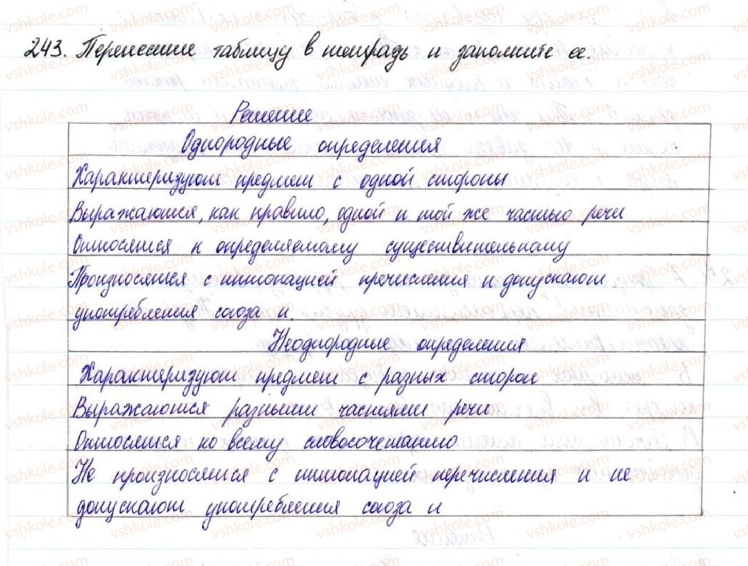фото задание 243 - § 36,37. однородные и неоднородные определения - простое осложненное предложение