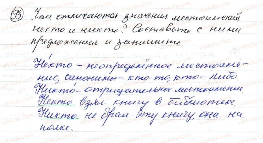 фото задание 93 - § 13,14. отрицательные и неопределенные местоимения - морфология. орфография