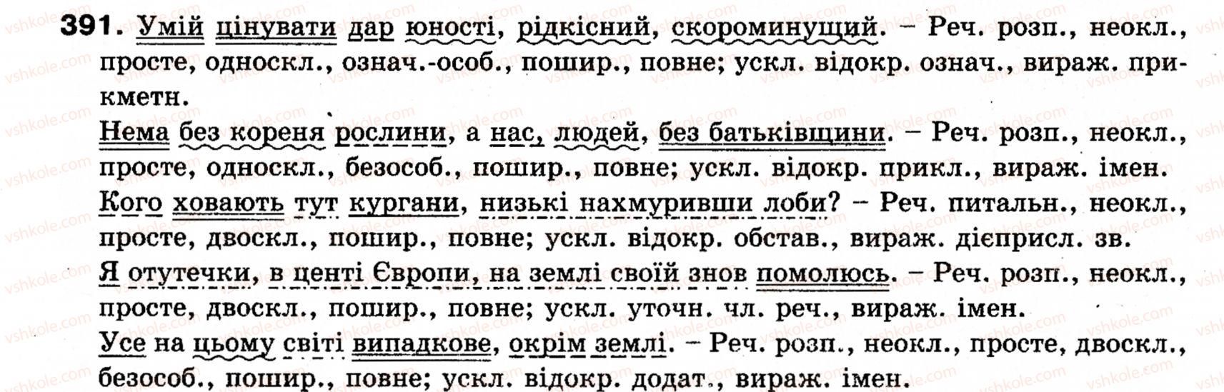 фото задание 391 - § 28. уточнювальні члени речення - синтаксис і пунктуація: просте речення