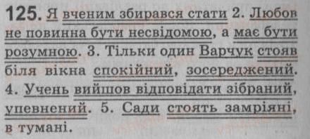 фото задание 125 - § 11. іменний складений присудок. тире між підметом і присудком - просте речення. двоскладне речення