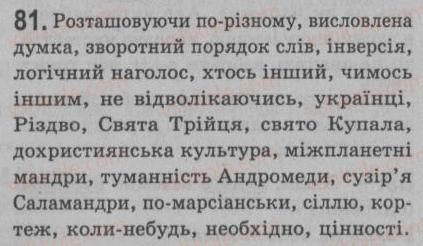 фото задание 81 - § 7. порядок слів у реченні. логічний наголос - синтаксис. пунктуація