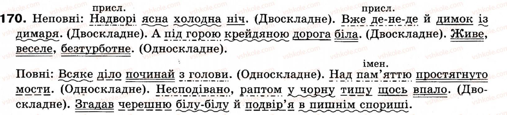 фото задание 170 - § 20. неповні речення - односкладні речення. неповні речення