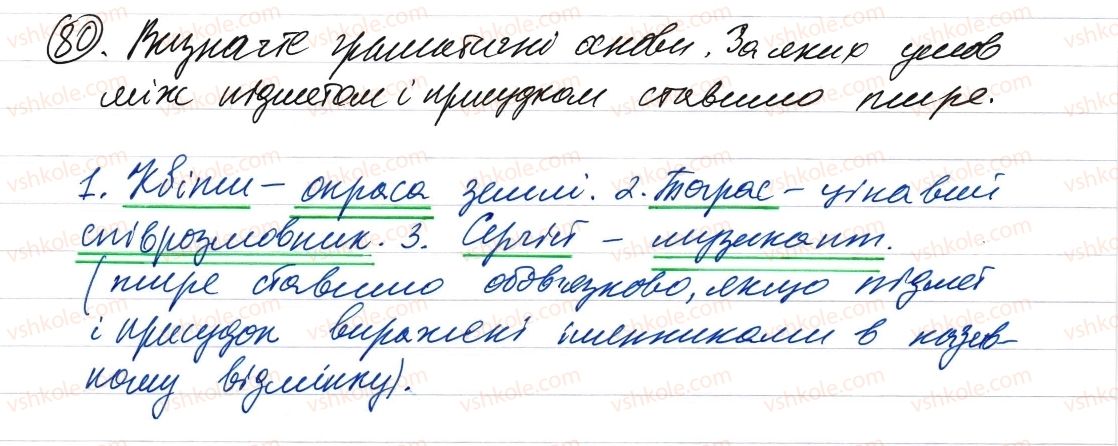 фото задание 80 - словосполучення і речення. головні та другорядні члени речення