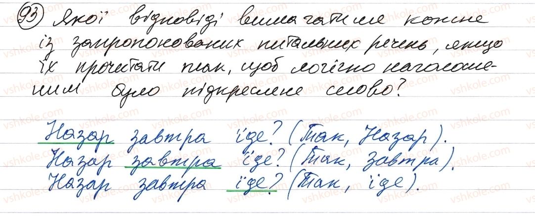 фото задание 93 - словосполучення і речення. головні та другорядні члени речення