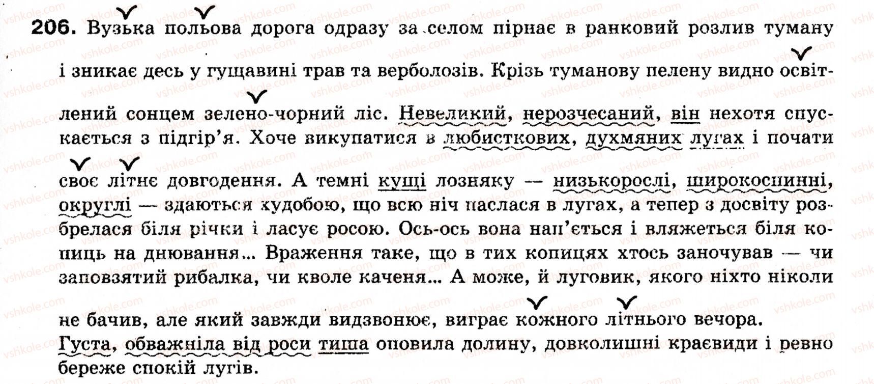 фото задание 206 - § 23. однорідні й неоднорідні означення - речення з однорідними членами