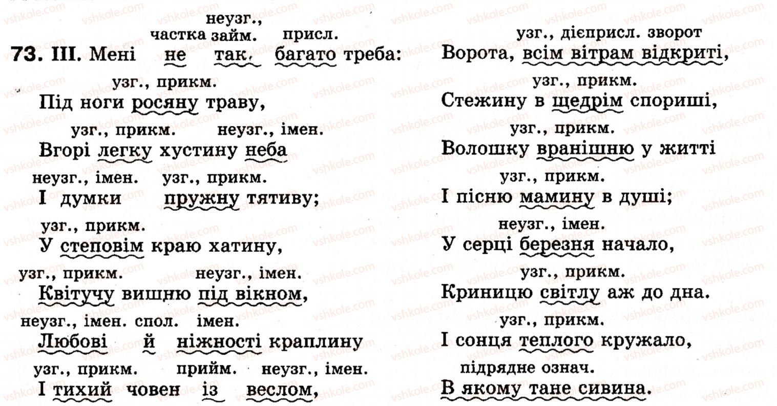 фото задание 73 - § 10. означення - словосполучення і речення. головні та другорядні члени речення
