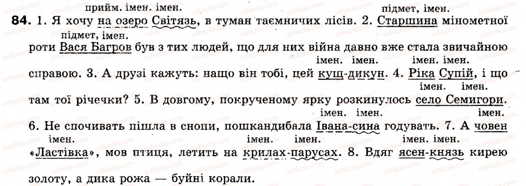 фото задание 84 - § 11. прикладка як різновид означення - словосполучення і речення. головні та другорядні члени речення