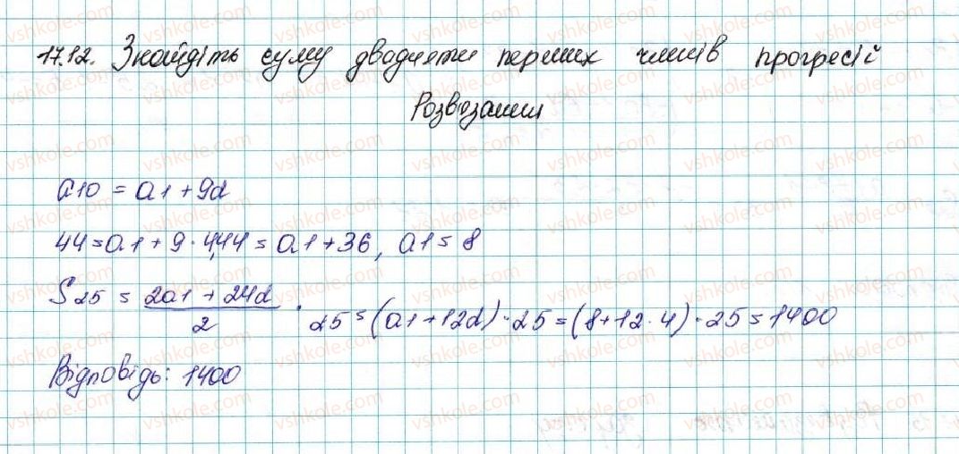 фото задание 12 - 17. сума n перших членів арифметичної прогресії - § 3. числові послідовності