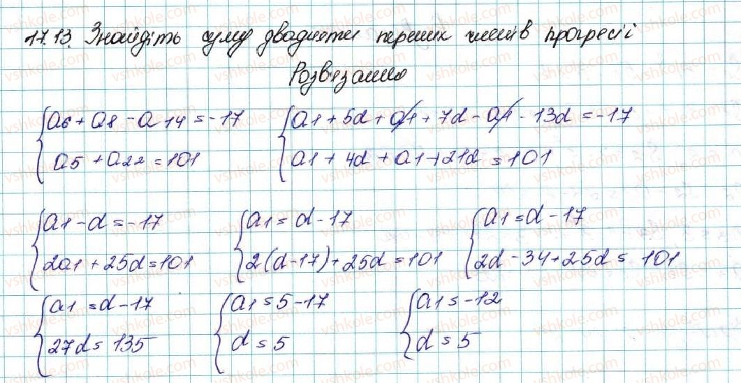 фото задание 13 - 17. сума n перших членів арифметичної прогресії - § 3. числові послідовності