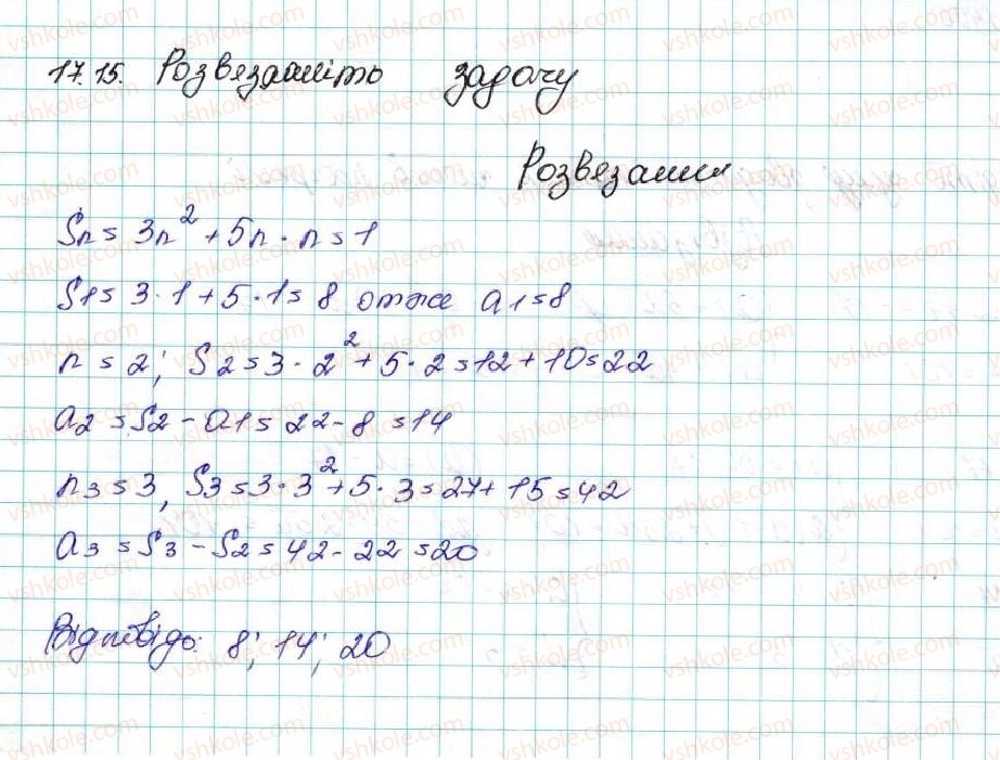 фото задание 15 - 17. сума n перших членів арифметичної прогресії - § 3. числові послідовності
